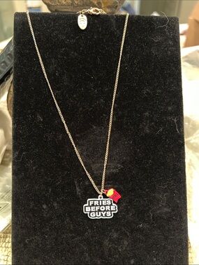 Sarah Coventry Silver Tone 'Fries Before Guys' Pendant (not Sarah Coventry)